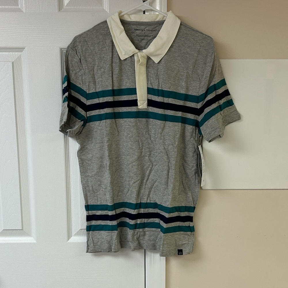 NWT Threads 4 Thought Striped Mens Polo Shirt